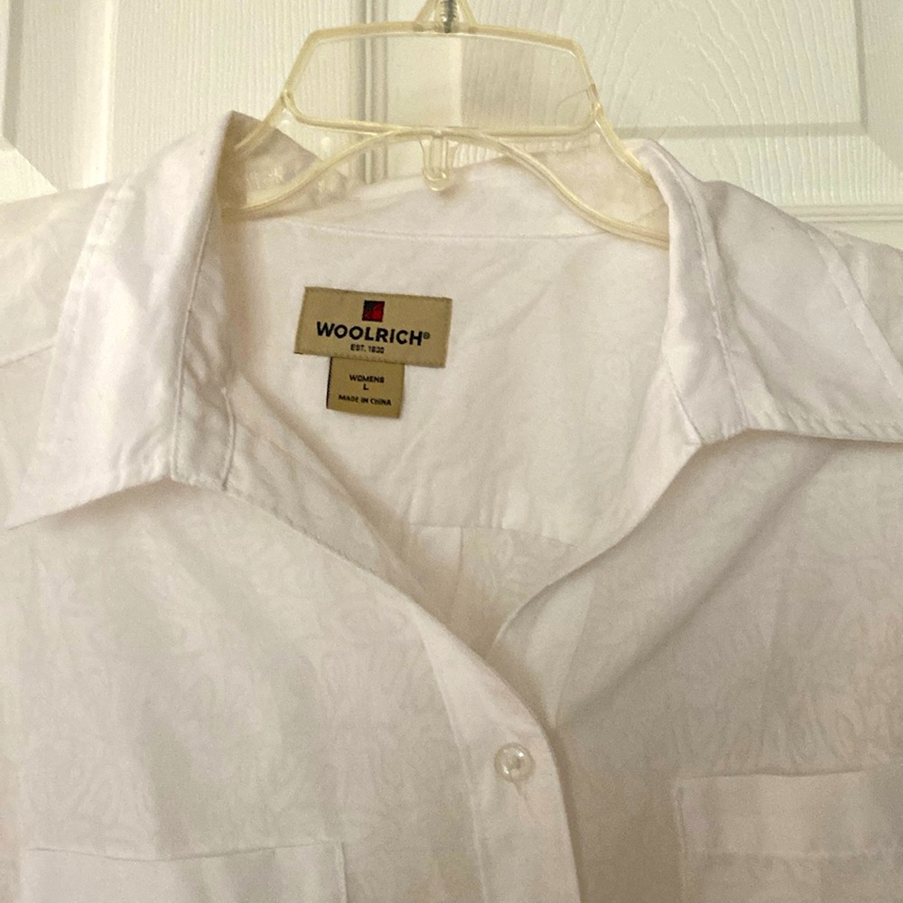 Woolrich brand, size L, white woman dress shirt.